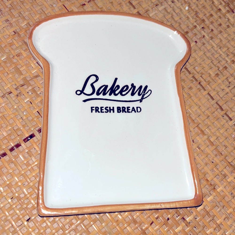 Farmhouse ceramic bread trinket tray/spoon rest